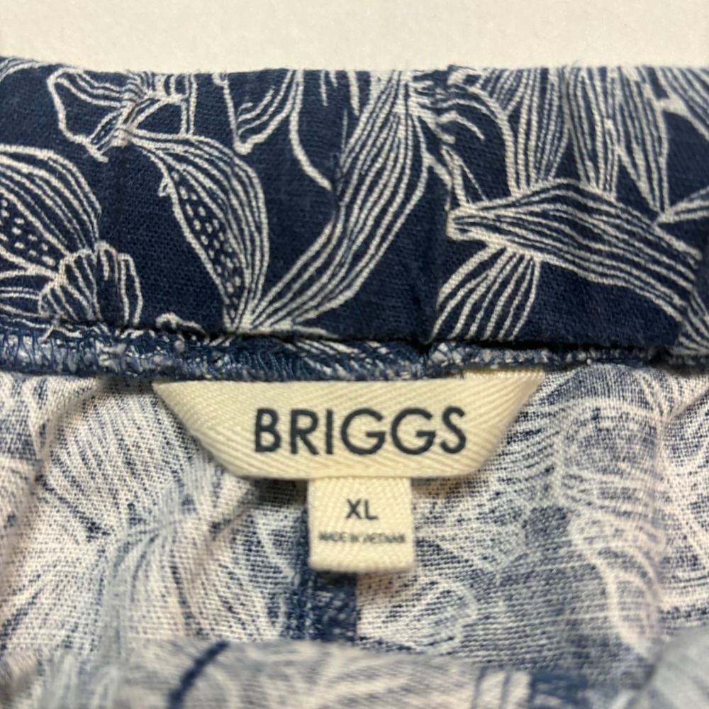 Briggs Shorts XL Navy Blue Tropical Floral Leaf Print Pull On Drawstring Waist - Picture 4 of 5